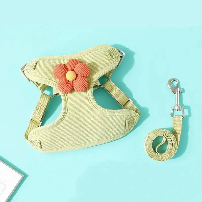 Flower Harness with 1.2m Leash Set - Premium from HappyDogs.Company - Just $20.99! Shop now at HappyDogs.Company