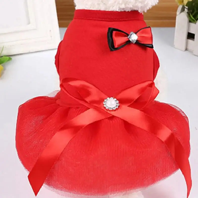 Princess Style Pink/Red Bowknot Dress - Premium from HappyDogs.Company - Just $34.99! Shop now at HappyDogs.Company