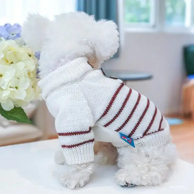 Winter Thickened Beige Stripe Pullover - Premium from HappyDogs.Company - Just $28.99! Shop now at HappyDogs.Company