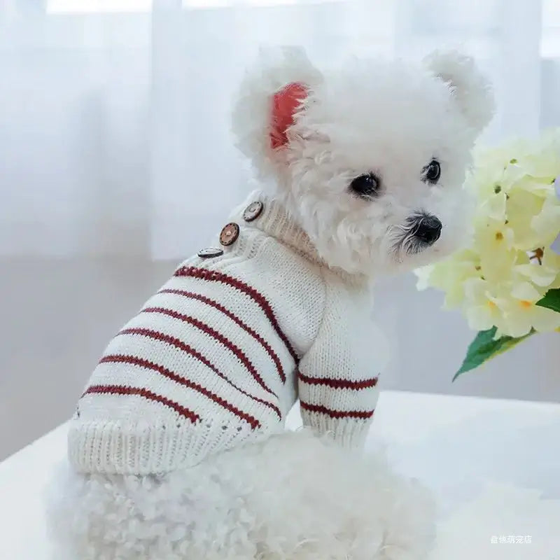 Winter Thickened Beige Stripe Pullover - Premium from HappyDogs.Company - Just $28.99! Shop now at HappyDogs.Company