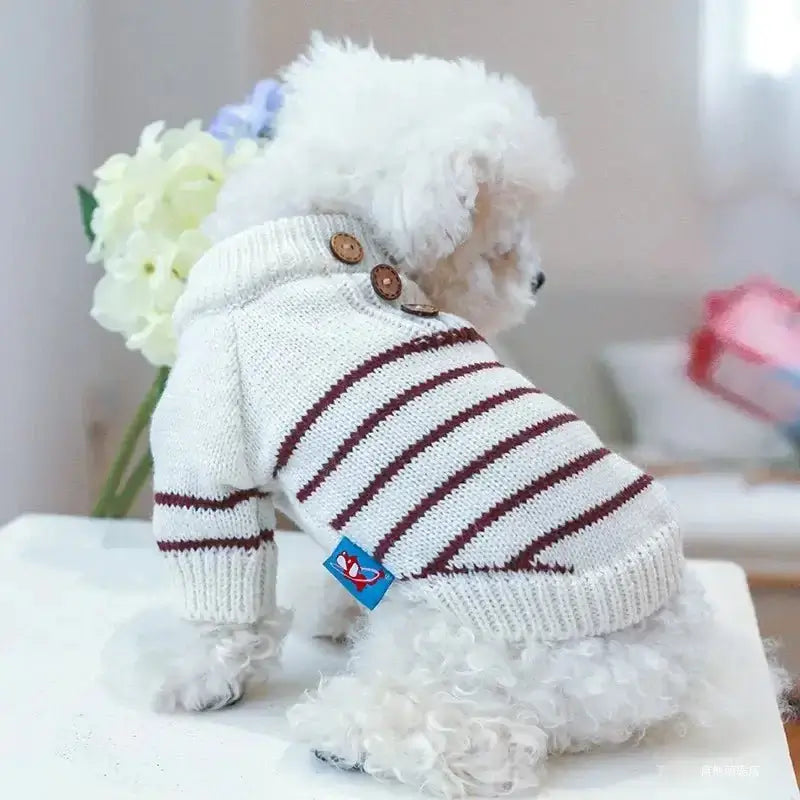 Winter Thickened Beige Stripe Pullover - Premium from HappyDogs.Company - Just $28.99! Shop now at HappyDogs.Company