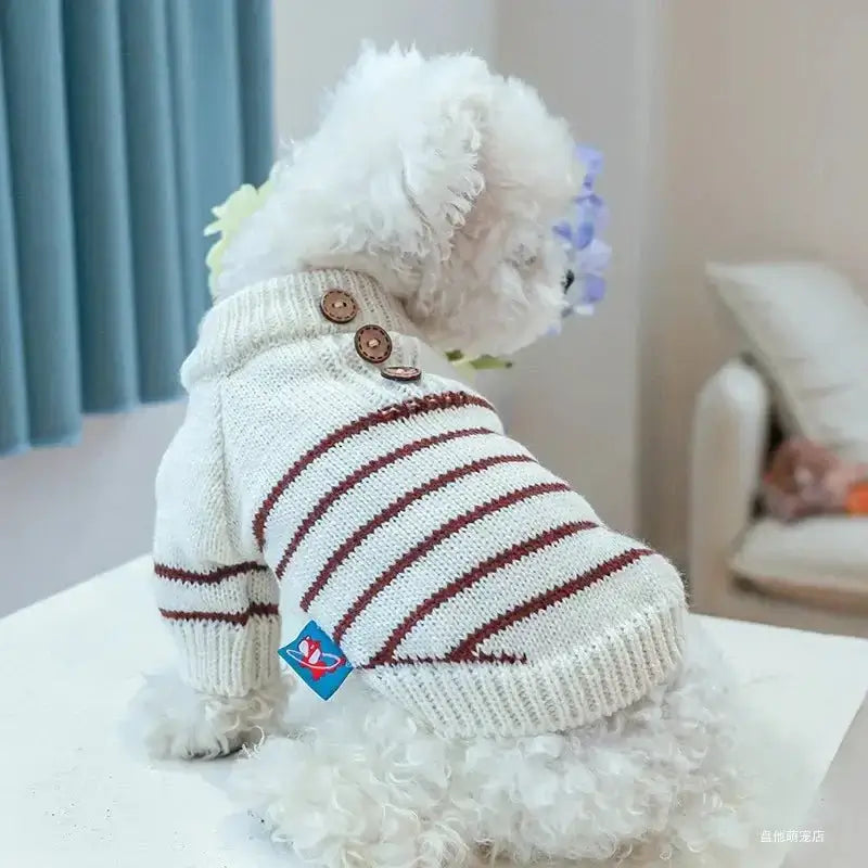 Winter Thickened Beige Stripe Pullover - Premium from HappyDogs.Company - Just $28.99! Shop now at HappyDogs.Company