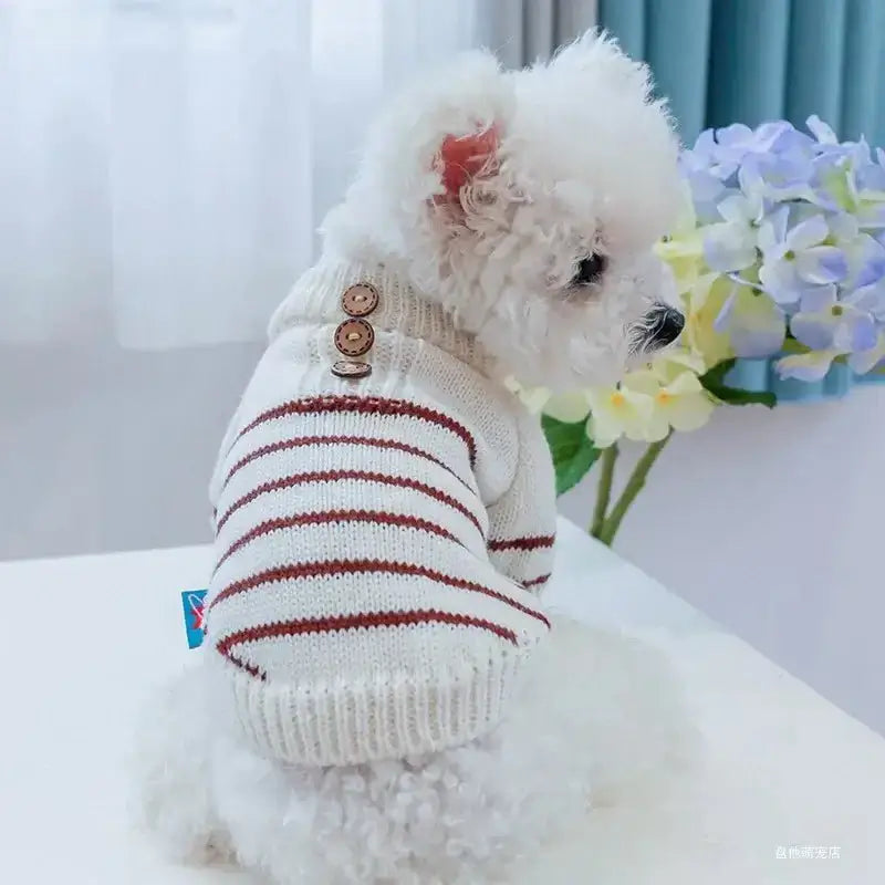 Winter Thickened Beige Stripe Pullover - Premium from HappyDogs.Company - Just $28.99! Shop now at HappyDogs.Company