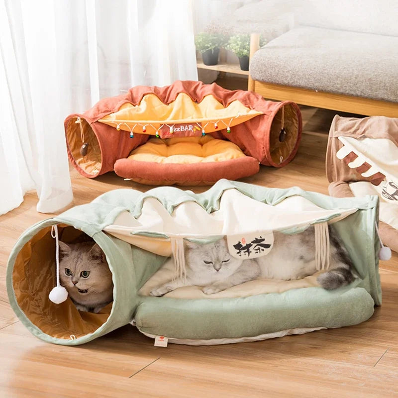 Funny Cat Tunnel Bed - Premium  from HappyDogs.Company - Just $75.99! Shop now at HappyDogs.Company